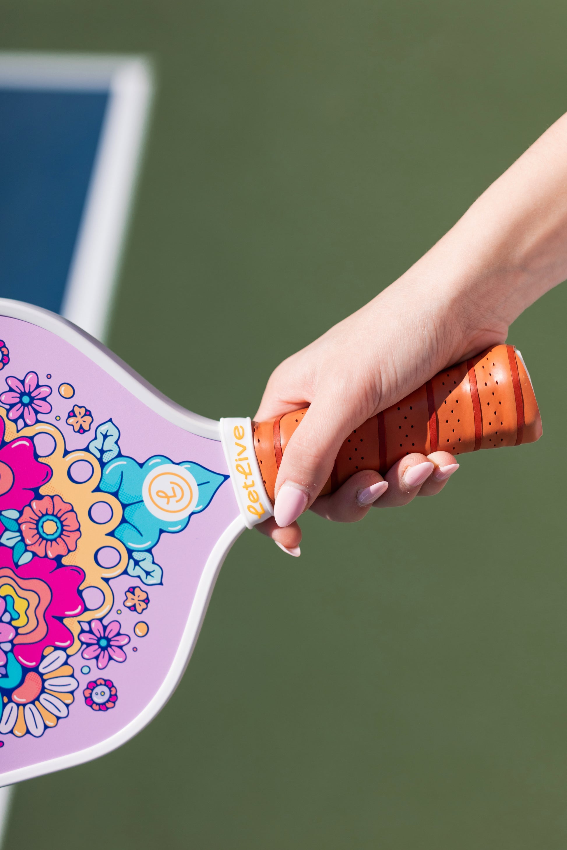 Floral Retro Pickleball Paddle Close Up