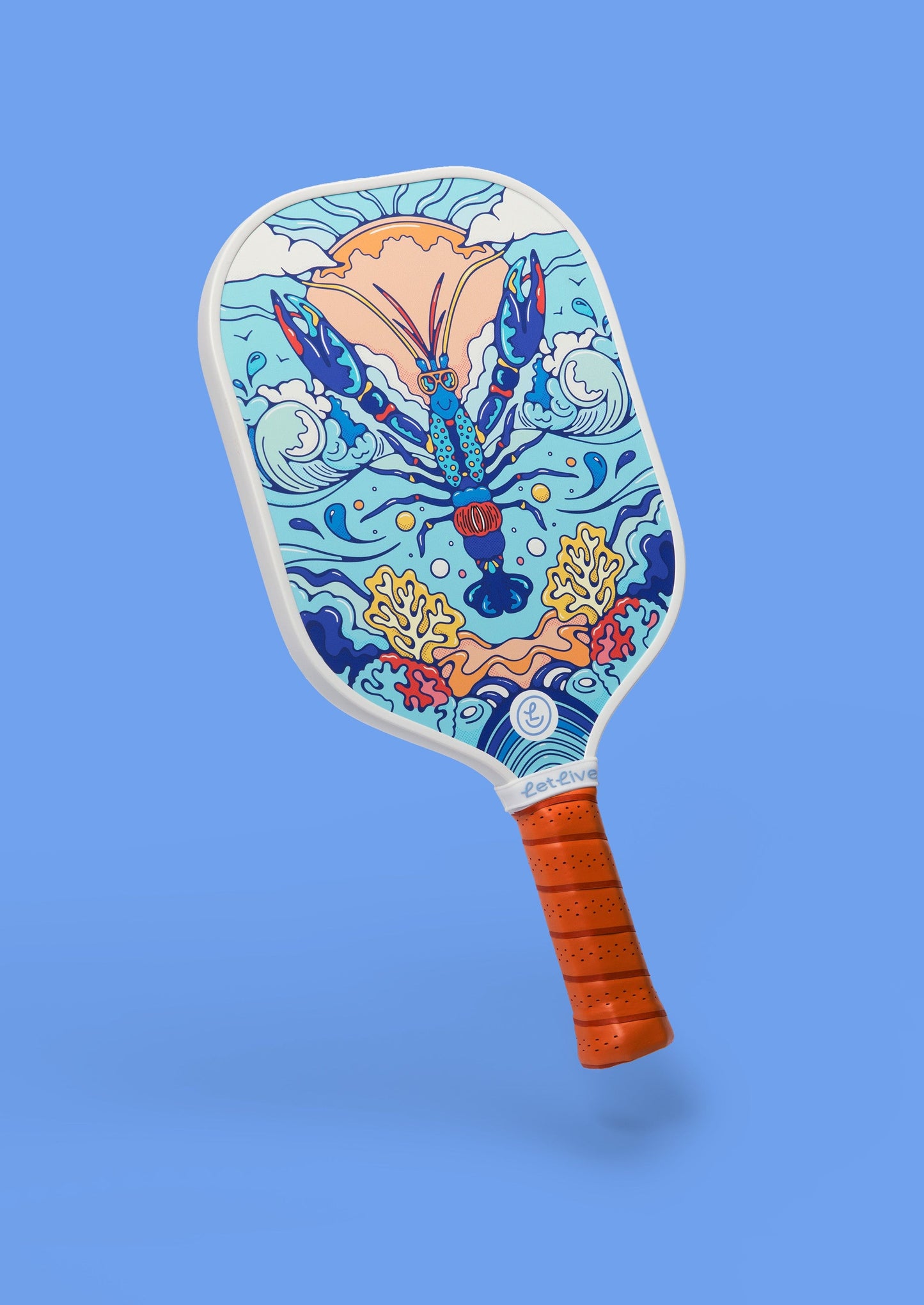 Retro Blue Lobster Pickleball Paddle