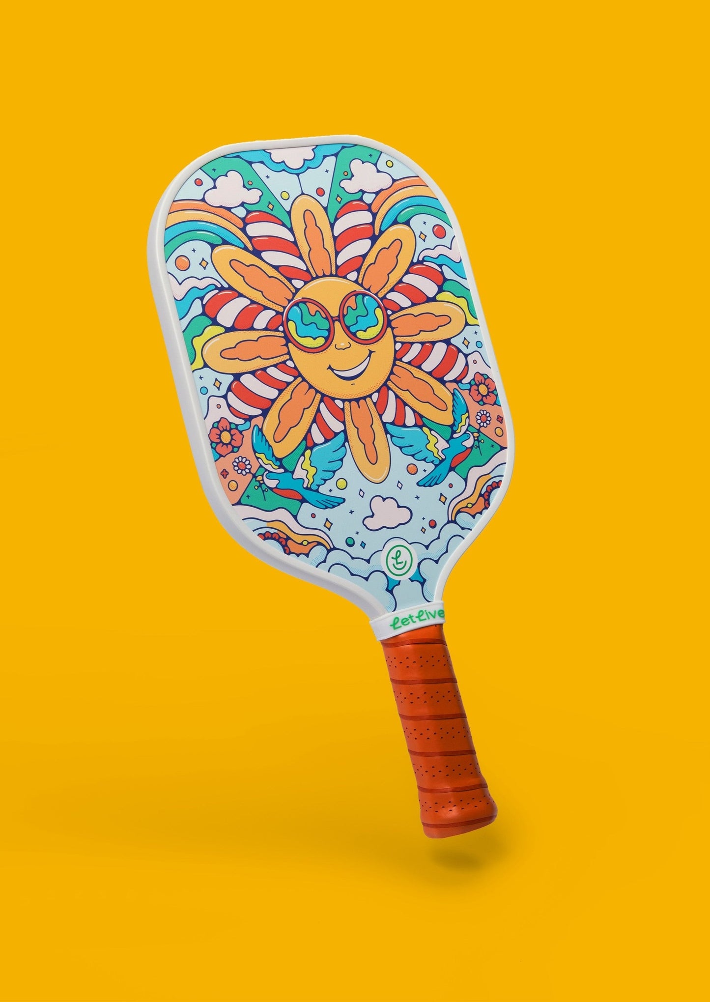 Retro Sunshine Pickleball Paddle